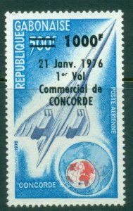Gabon 1976 Concorde & Globe Surcharged MUH