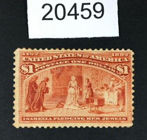 MOMEN: US STAMPS # 241 $1 COLUMBIAN UNUSED NO GUM LOT # 20459