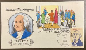 2216a Collins Hand Painted cachet George Washington, Ameripex ‘86 FDC