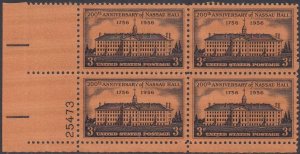1083 Nassau Hall Plate Block MNH