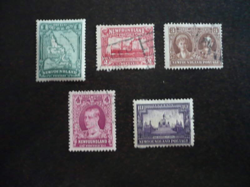 Stamps - Newfoundland- Scott#145-148,153-Mint Hinged & Used Part Set of 5 Stamps
