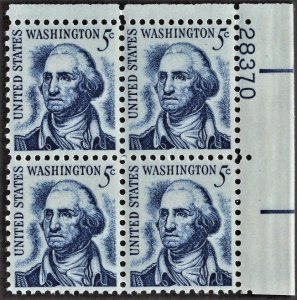 US 1283 MNH VF 5 Cent Washington Plate Block