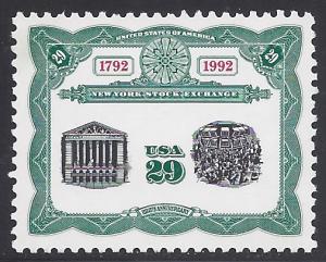 #2630 29c 200th Anniv. New York Stock Exchange 1992 Mint NH