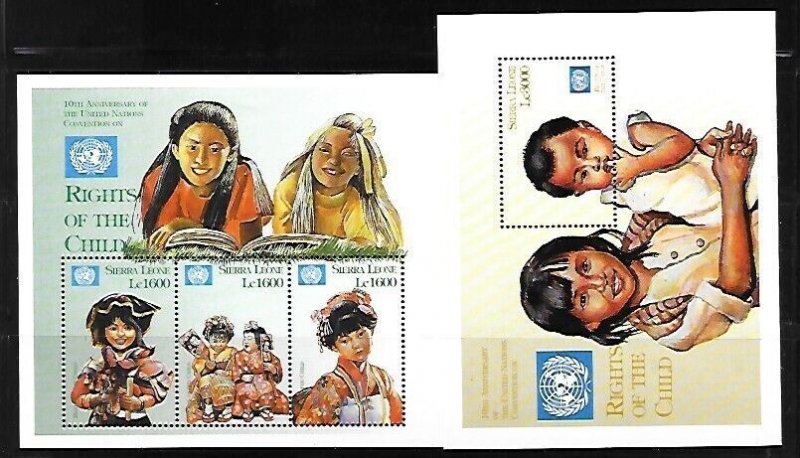 SIERRA LEONE Sc 2237-8 NH 2 SOUVENIR SHEETS OF 1999 - CHILDREN. Sc$16.50