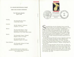 USPS 1st Day Ceremony Program #2413 US Senate Bicentennial Silver Tassel  