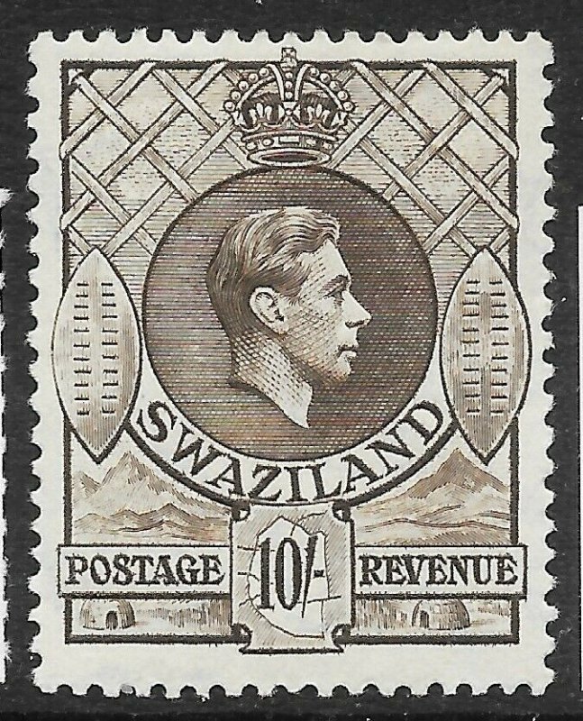 SWAZILAND SG38 1938 10/= SEPIA p13x13 MNH