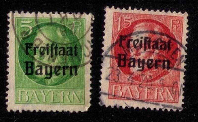 BAVARIA-Bayern-Scott #194,197 INCOMPLETE SET USED Early German States F-VF