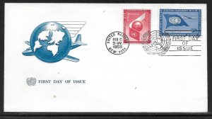 United Nations NY C6-C7 1959 Airmails Geneva Cachet FDC First Day Cover