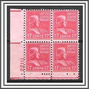 US Plate Block #822 Johnson MNH