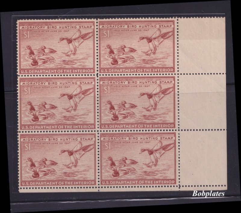 BOBPLATES #RW13 Red Head Duck Inscription Plate Block of 6 #47510 VF NH Scarce