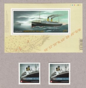 HISTORY = RMS EMPRESS OF IRELAND SHIP = Canada 2014 #2746, 2747i, 2745