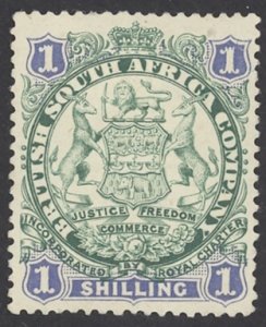 Rhodesia Sc# 33 MH 1896 1sh Coat of Arms