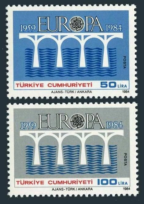 Turkey 2275-2276,MNH.Michel 2667-2668. EUROPE CEPT-1984:Bridge.