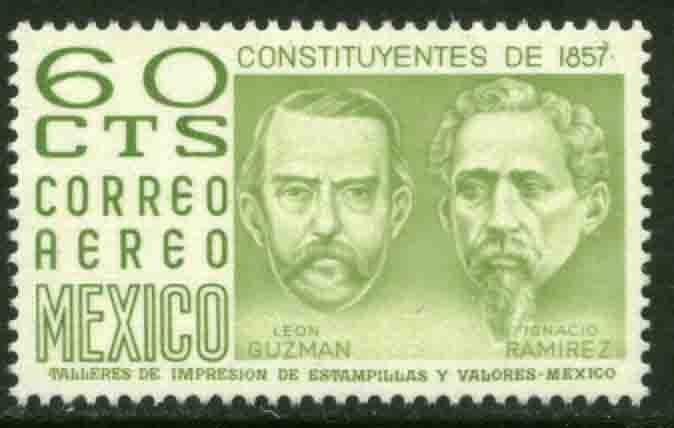 MEXICO C445 60cts 1950 Def 8th Issue Fosforescent glazed MINT, NH. VF.