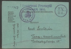 Austria WWI 1915 Przemysl Poland Air Force Siege Airmail Flight 9 Feldpos 103248