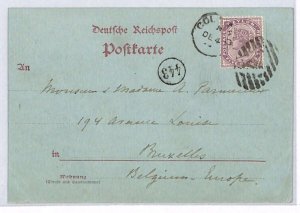 CEYLON Card Colombo German PPC SMS PRINZ HEINRICH BELGIUM Brussels 1899 PJ160