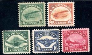 USAstamps Unused FVF US 1918 Airmail Short Scott C1 / C6 OG MH SCV $260