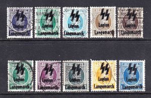 BELGIUM WW2 LEGION LANGEMARCK OVERPRINTS KINGS x10 CDS F/VF TO VF SOUND