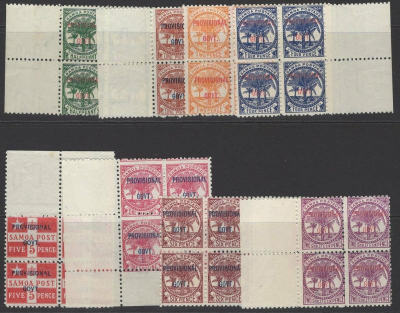 SAMOA SG90/7 1899-900 PROVISIONAL GOVERNMENT MNH BLOCKS OF 4