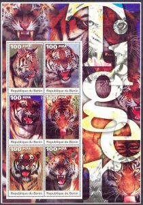 Benin 2003 Wild Big Cats Tigers Sheet MNH