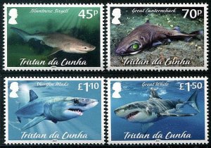 2021 Tristan Da Cunha Sharks II (4) (Scott 1219-22) MNH