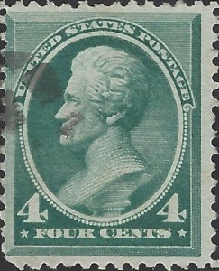 US Scott #211 Used Fine 4 Cent 1883 Andrew Jackson Stamp