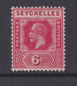 SEYCHELLES, 1928 KGV, Script CA, 6c. Carmine, lhm.