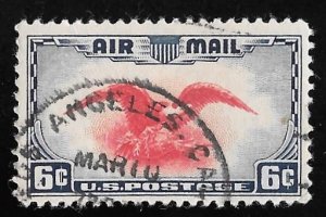 C23 6 cents Superb Cancel Eagle, Dark Blue, & Carmine Stamp used F