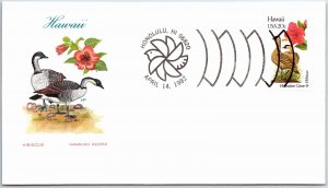 STATE BIRD AND FLOWER OF HAWAII FIRST DAY COVER W/ HF COLLECTIBLE CACHET 1982