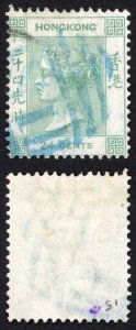 Hong Kong SG14 24c Green wmk CC Cat 12 pounds