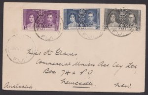 FIJI - 1937 ENVELOPE TO AUSTRALIA WITH KGVI CORONATION STAMPS