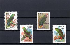 Brazil 1980 Sc#1715/1718  BIRDS-PARROTS Set (4) MNH