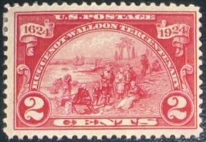 Scott #615 1924 2¢ Huguenot-Walloon Tercentenary Landing at Fort Orange unused