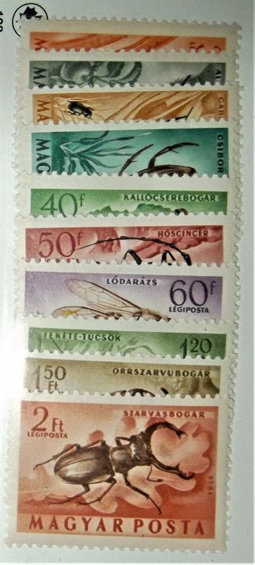 Hungary 1954 Air Post, Beetles, Scott #C136-45 Free US Shipping