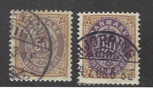 Denmark  SC#51 & 51b Used Fine SCV$34.50.....Check a bargain!