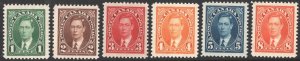 Canada SC#231-236 1¢-8¢ King George VI Singles (1937) MNH