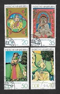 SE)1979 DDR, INDIAN MINIATURES FROM THE BERLIN MUSEUMS, 4 CTO STAMPS