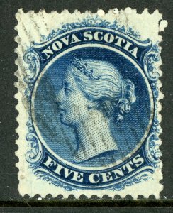 Canada 1860 Nova Scotia 5¢ Blue Scott #10 VFU Z48