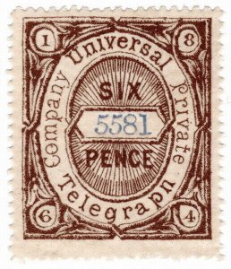 (I.B) Universal Telegraph Company : 6d Brown (blue control)