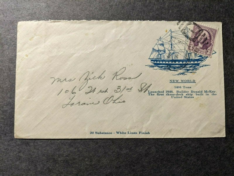 Sailing Ship NEW WORLD, launched 1846 Naval Cover 1933