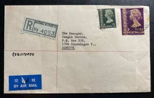 1977 Hong Kong Airmail Registered Cover to Copenhagen Denmark High Value Stamps