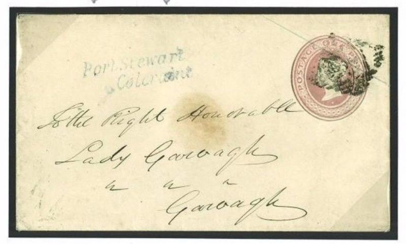 J194a 1848 GB USED IRELAND *Port Stewart Coleraine* Receiver Penny Pink Cover