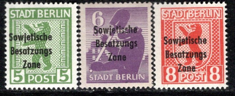 DDR under russian occ. Scott # 10N22 - 10N24, mint hr,