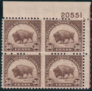 Sc# 700 U.S 1931 American Buffalo 30¢ plate number block 20551 MNH CV $95.00