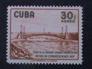 ​CUBA-1957 -SCOTT NOTLISTED- HIGH VALUE-RARE-30 CENTS- MINT VERY FINE-