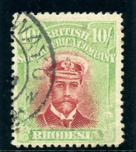 Rhodesia 1913 Admirals 10s crimson & yellow-green VF used. SG 241. Sc 137.