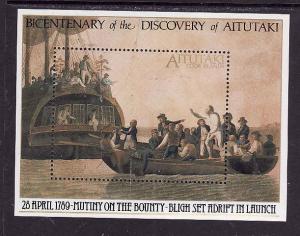 Aitutaki-Sc#434- id7-unusd NH sheet -Ships-Mutiny on the Bounty-1989-