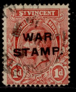 ST. VINCENT GV SG124, 1d carmine-red, FINE USED. Cat £26.