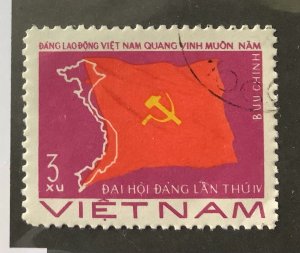 Vietnam 1976 Scott 840 used - 3xu, Flag & Map, 4th Congress of Workers' ...