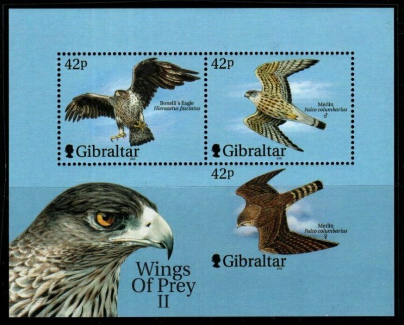 GIBRALTAR SGMS949ba 2000 BIRDS OF PREY LOWER STAMP IMPERF MNH